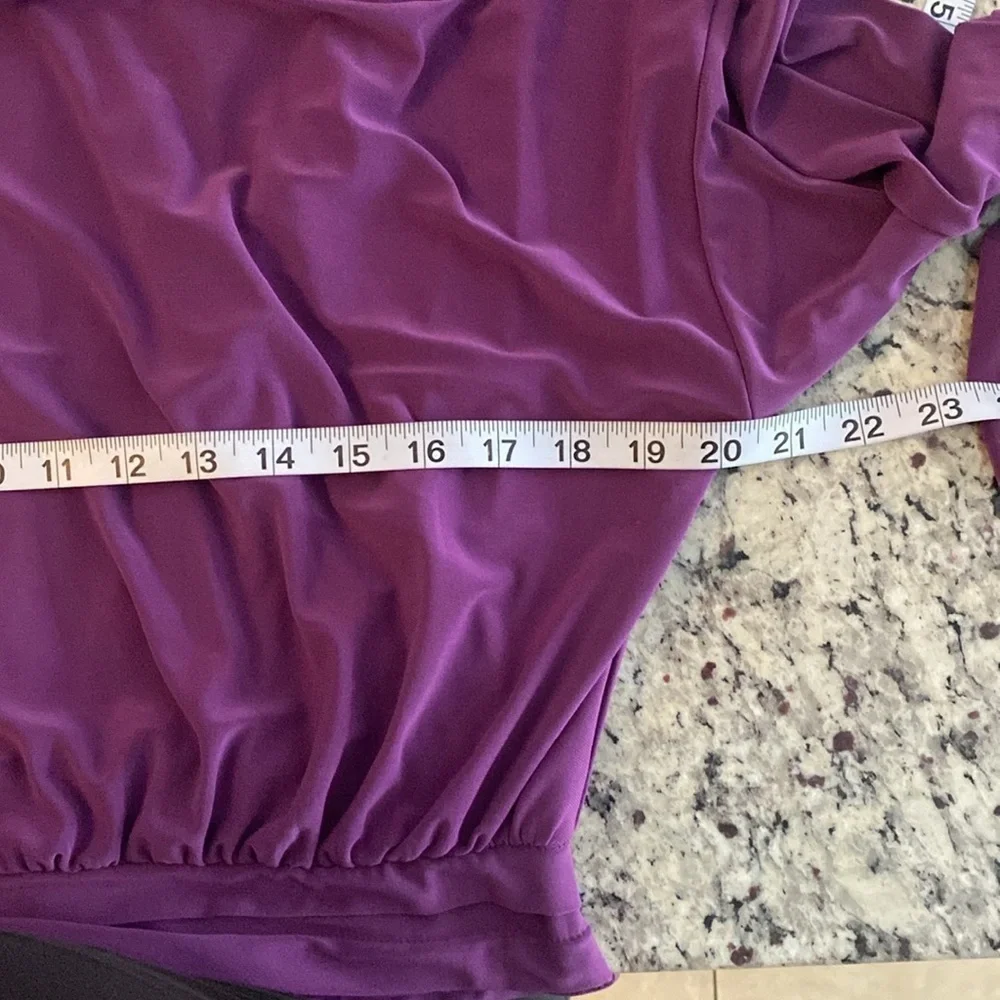 Adrianna Papell purple banded blouson jersey dress 6 TT30